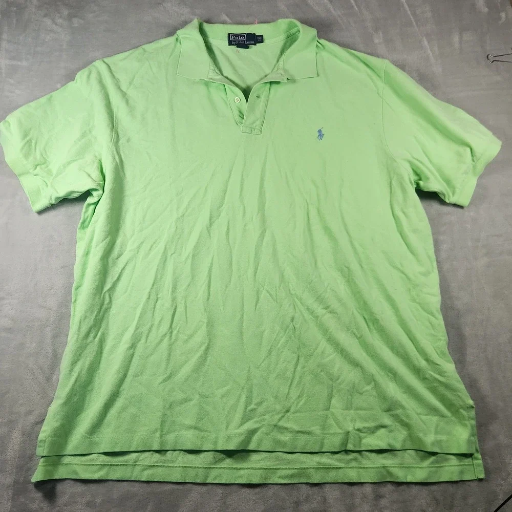 Polo Ralph Lauren Shirt‎ Mens 3XB Green Short Sleeve Pique Knit Polo Blue Pony